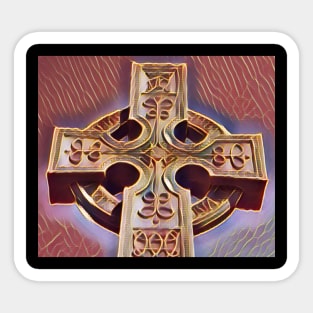 Celtic Cross Tombstone Statue - orange Sticker